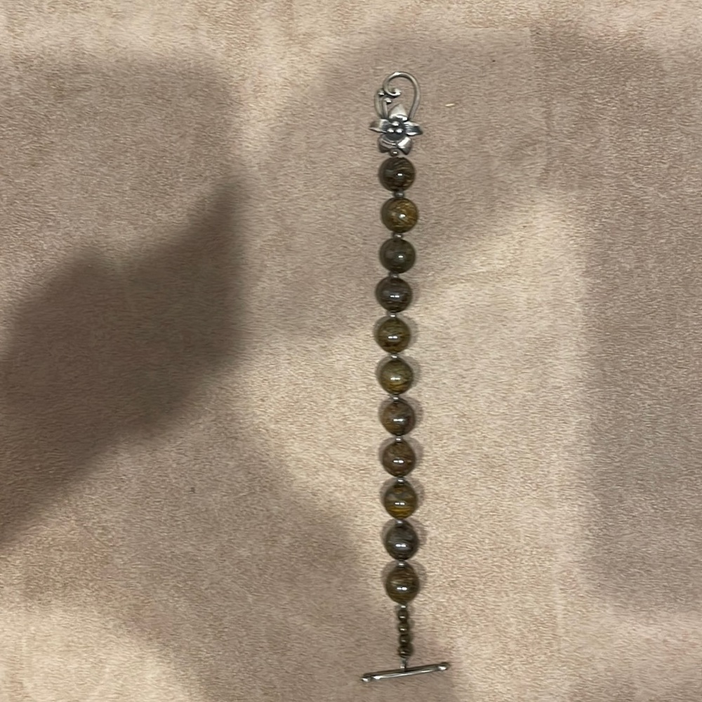 Silpada 925 Floral Bronzite Beaded Bracelet